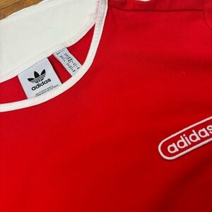 Adidas Red Cropped Fitted Shirt